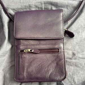 Chic Purple Leather Crossbody Bag